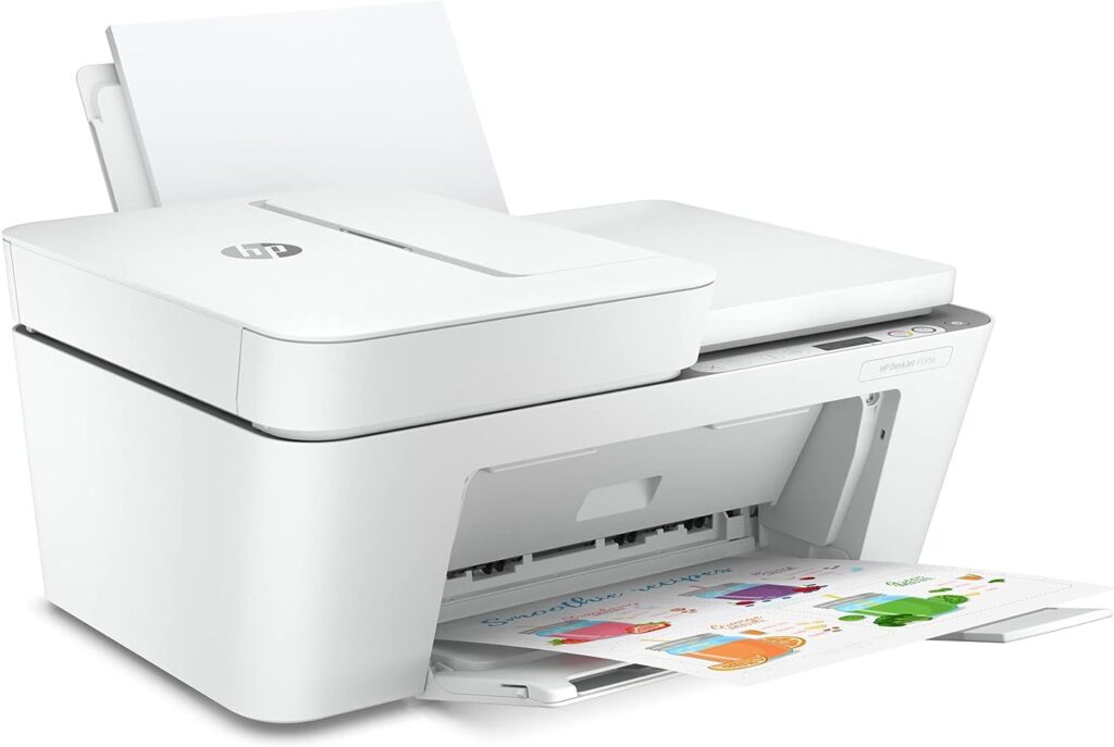 HP DeskJet 4155e Wireless Color Inkjet Printer, Print, scan, copy, Easy setup, Mobile printing, Best for home, Instant Ink with HP+,white