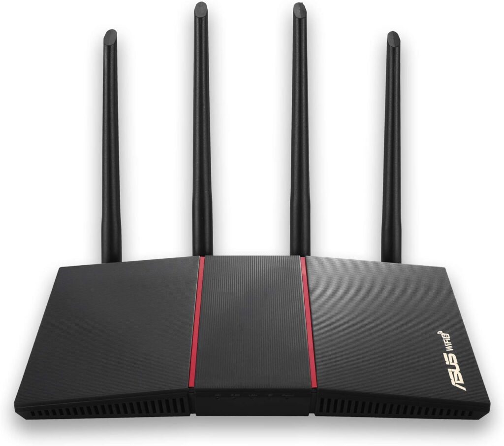 ASUS RT-AX55 (AX1800) Dual Band WiFi 6 Extendable Router, Subscription-free Network Security, Instant Guard, Parental Controls, Built-in VPN, AiMesh Compatible, Gaming  Streaming, Smart Home, black