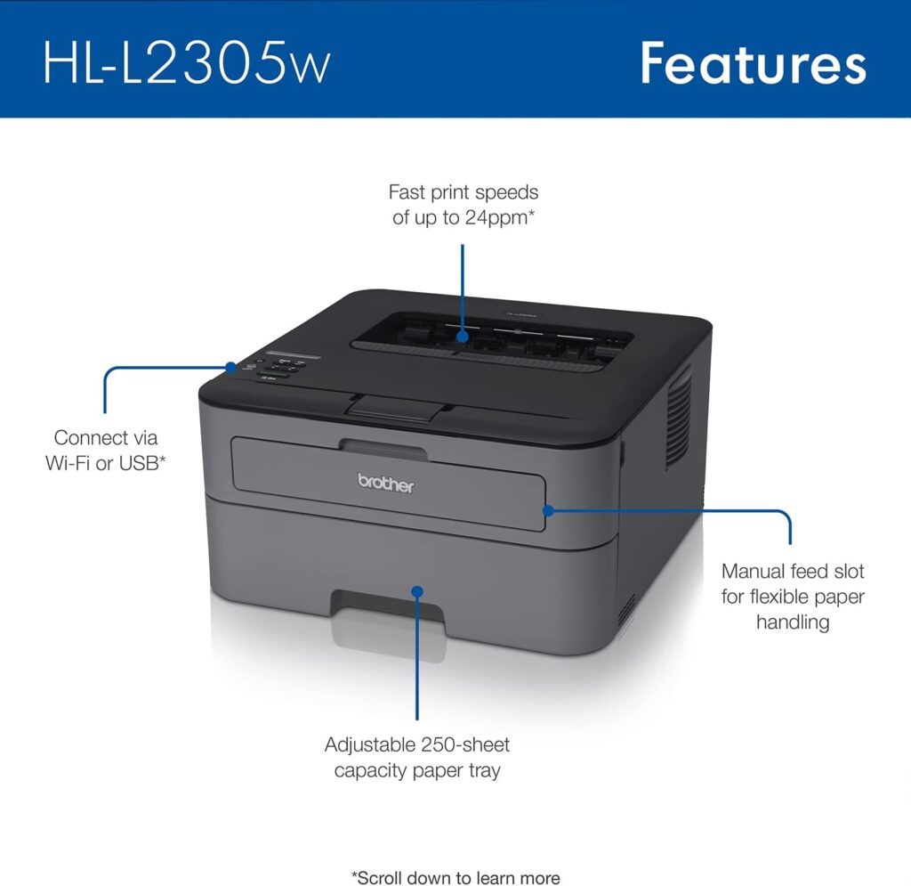 Brother HL-L2300D Monochrome Laser Printer with Duplex Printing