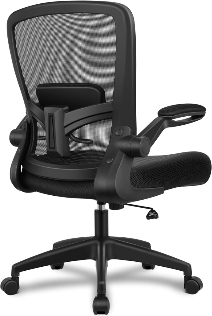 FelixKing Ergonomic Office Chair with Adjustable High Back, Breathable Mesh, Lumbar Support, Flip-up Armrests, Executive Rolling Swivel Comfy Task Computer Chair for Home Office (Black).