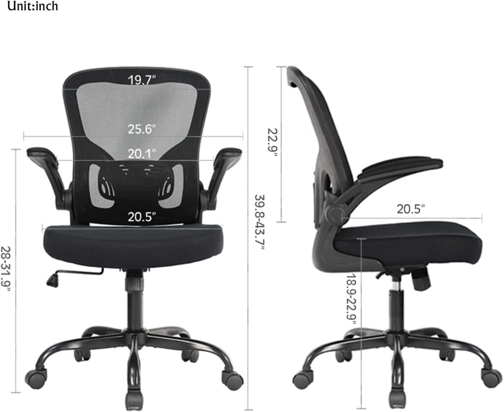 HOUSENLuxury Ergonomic Office Chair,Adjustable Height/Tilt Computer Desk Chair with Lumbar Support Adjustable Armrest, 360-Degree Swivel Home Office Chair, Easy to Insta,Black