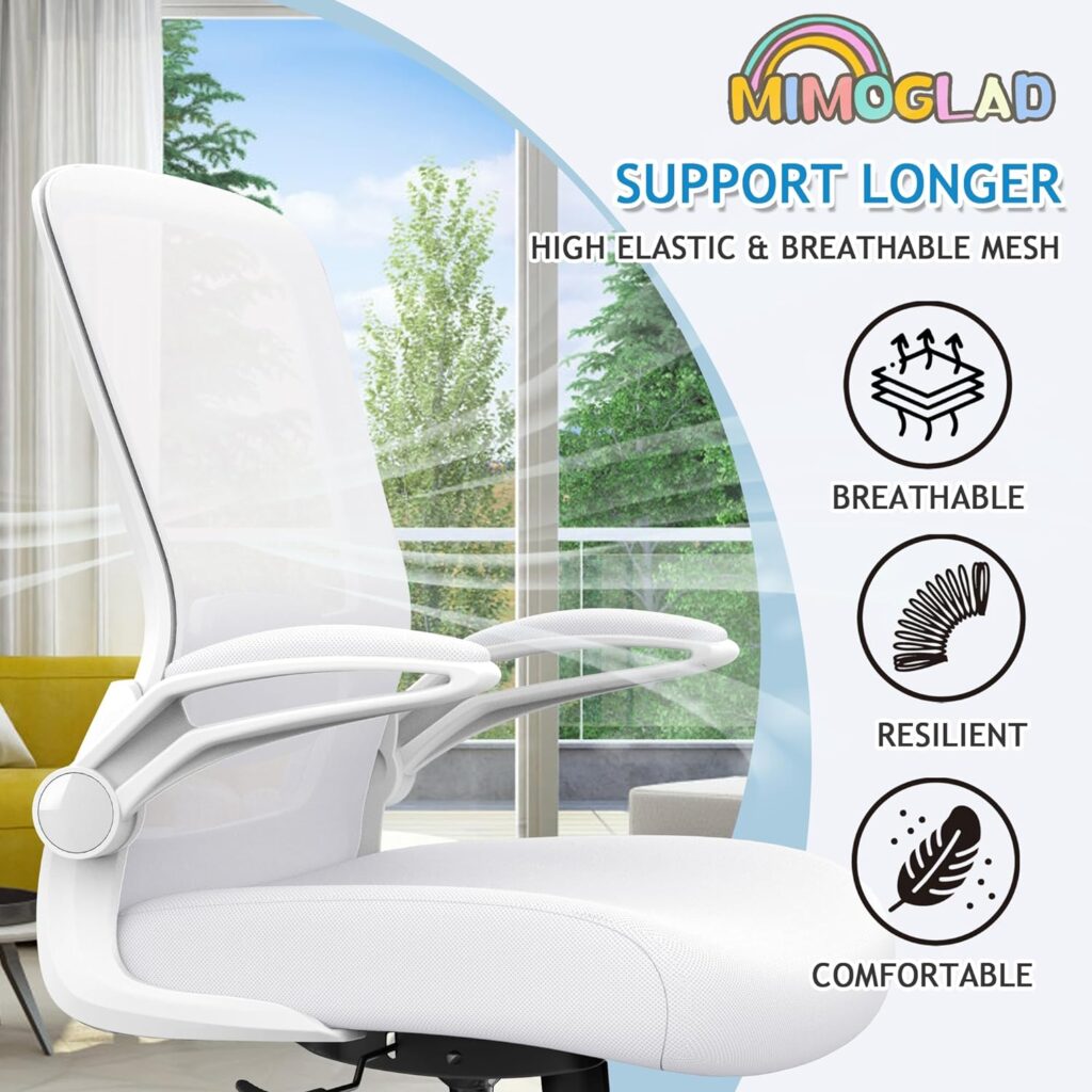 Mimoglad Home Office Chair, High Back Desk Chair, Ergonomic Mesh Computer Chair with Adjustable Lumbar Support and Thickened Seat Cushion