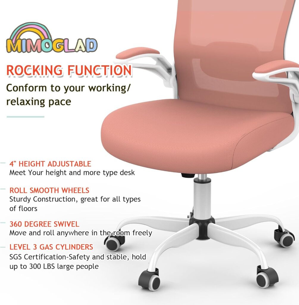 Mimoglad Home Office Chair, High Back Desk Chair, Ergonomic Mesh Computer Chair with Adjustable Lumbar Support and Thickened Seat Cushion