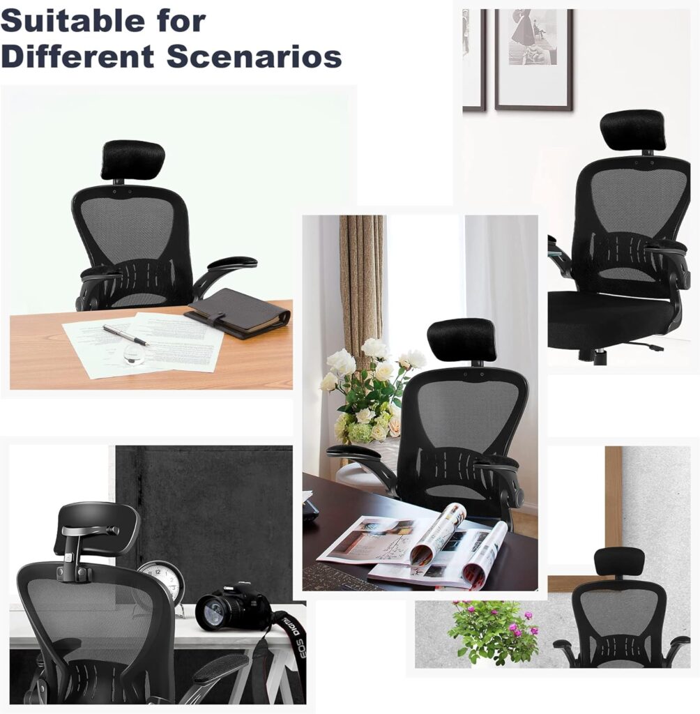 Office Chair Ergonomic Desk Chair Comfort Adjustable Height with Wheels，Lumbar Support Mesh Swivel Computer Home Office Study Task Chair Black