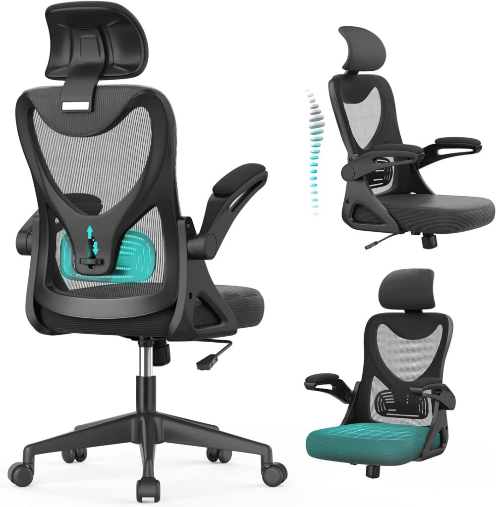 Office Chair - Ergonomic Desk Chair with Adjustable 2D Headrest  Lumbar  Armrest, Tilting  Height Adjustment Home Office Desk Chairs