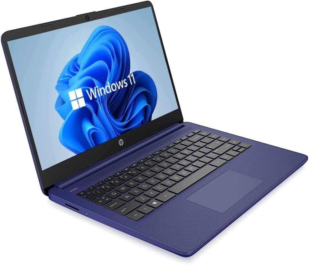 2022 HP 14 HD Laptop, Windows 11, Intel Celeron Dual-Core Processor Up to 2.80GHz, 4GB RAM, 64GB SSD, Cobalt Blue (Renewed)