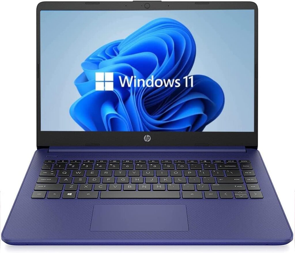 2022 HP 14 HD Laptop, Windows 11, Intel Celeron Dual-Core Processor Up to 2.80GHz, 4GB RAM, 64GB SSD, Cobalt Blue (Renewed)