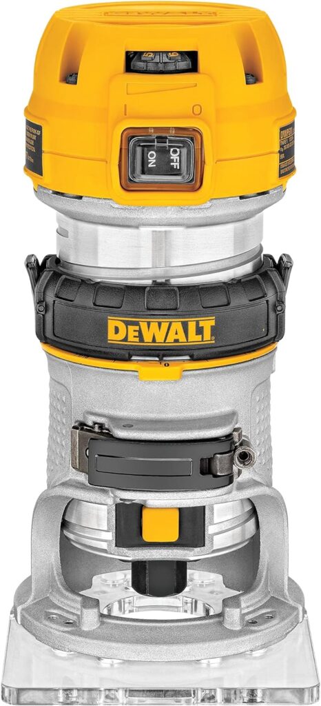 DEWALT Router, Fixed Base, 1-1/4 HP, 11-Amp, Variable Speed Trigger, Corded (DWP611),Yellow