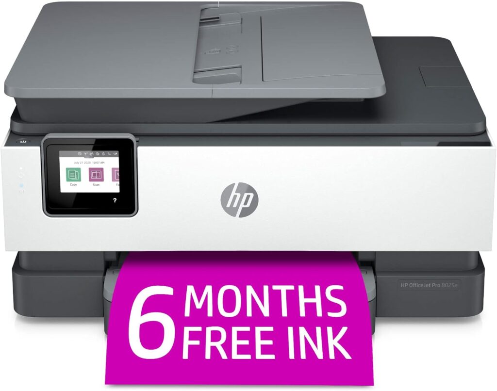 HP OfficeJet Pro 8025e Wireless Color All-in-One Printer with bonus 6 free months Instant Ink with HP+ (1K7K3A), Gray