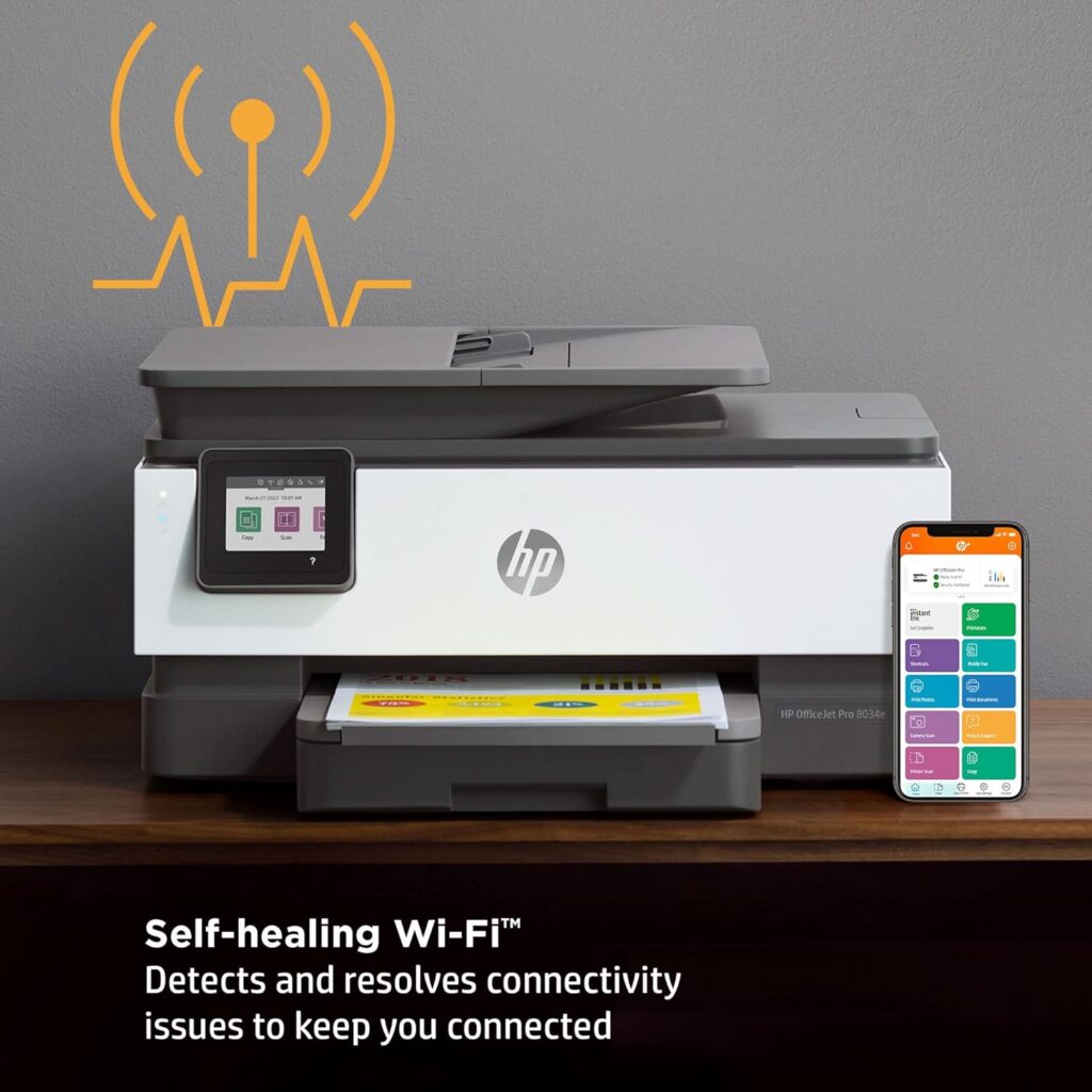 HP OfficeJet Pro 8034e Wireless Color All-in-One Printer with 1 Full Year Instant Ink,White