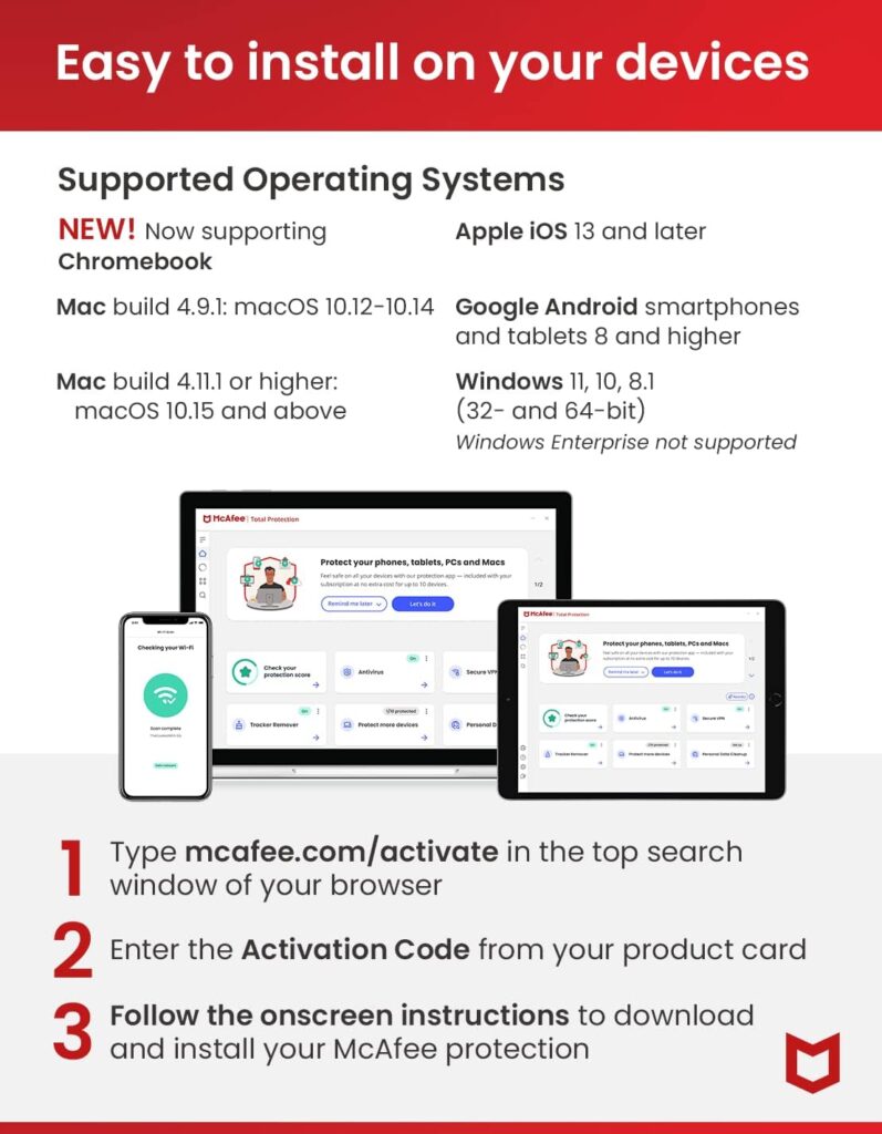 McAfee Total Protection 2024 Ready | 5 Devices | 15 Month Subscription | Cybersecurity software includes Antivirus, Secure VPN, Password Manager, Dark Web Monitoring | Amazon Exclusive | Download