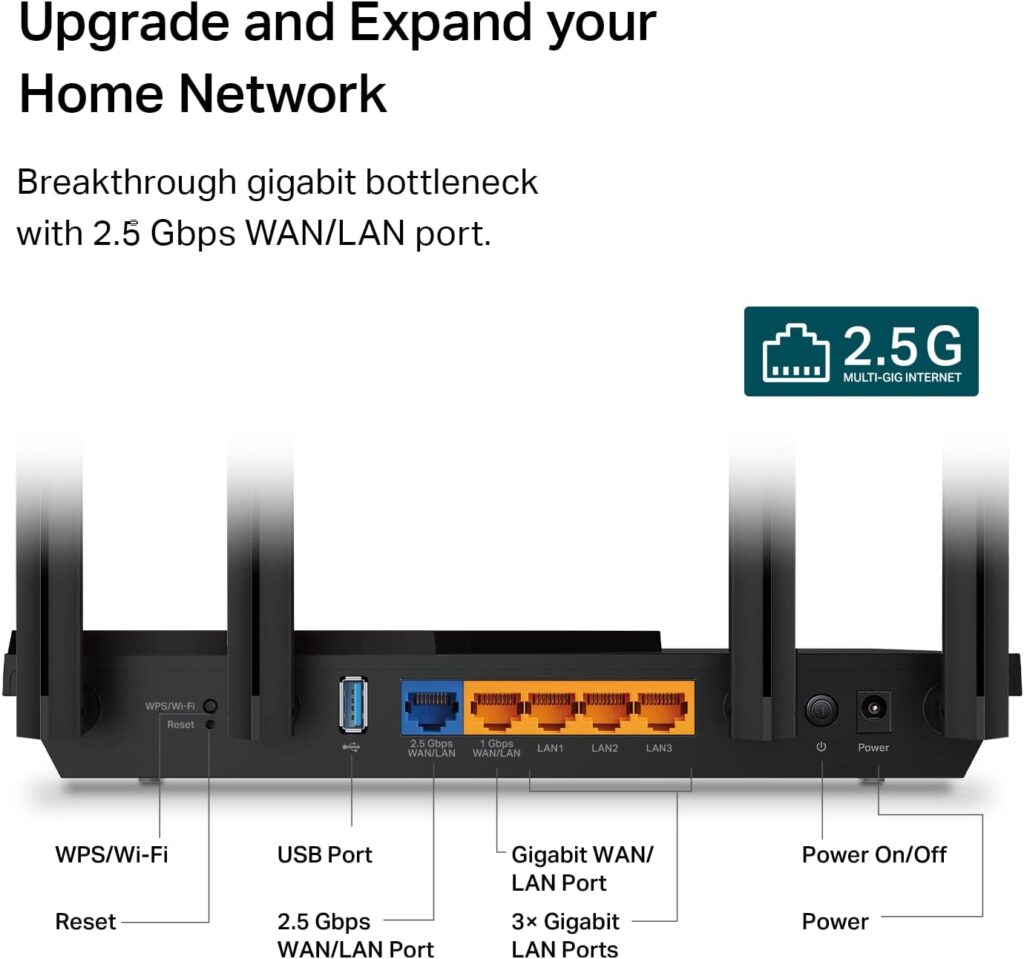 TP-Link AX3000 WiFi 6 Router (Archer AX55 Pro) - Multi Gigabit Wireless Internet Router, 1 x 2.5 Gbps USB Port, Dual Band, VPN, OFDMA, MU-MIMO, WPA3, Compatible with Alexa