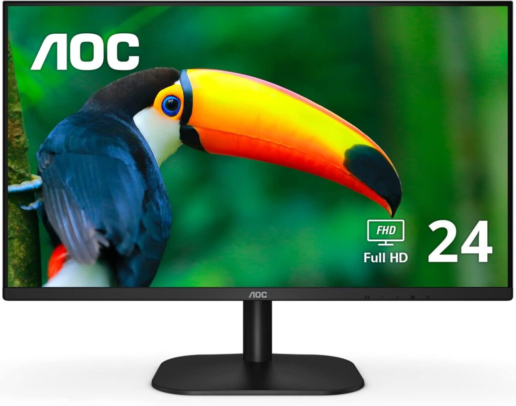 AOC 24B2XH 24 Full HD IPS Monitor, 3-Sided Frameless  Ultra Slim HDMI and VGA inputs, Lowblue Mode, VESA compatible,Black