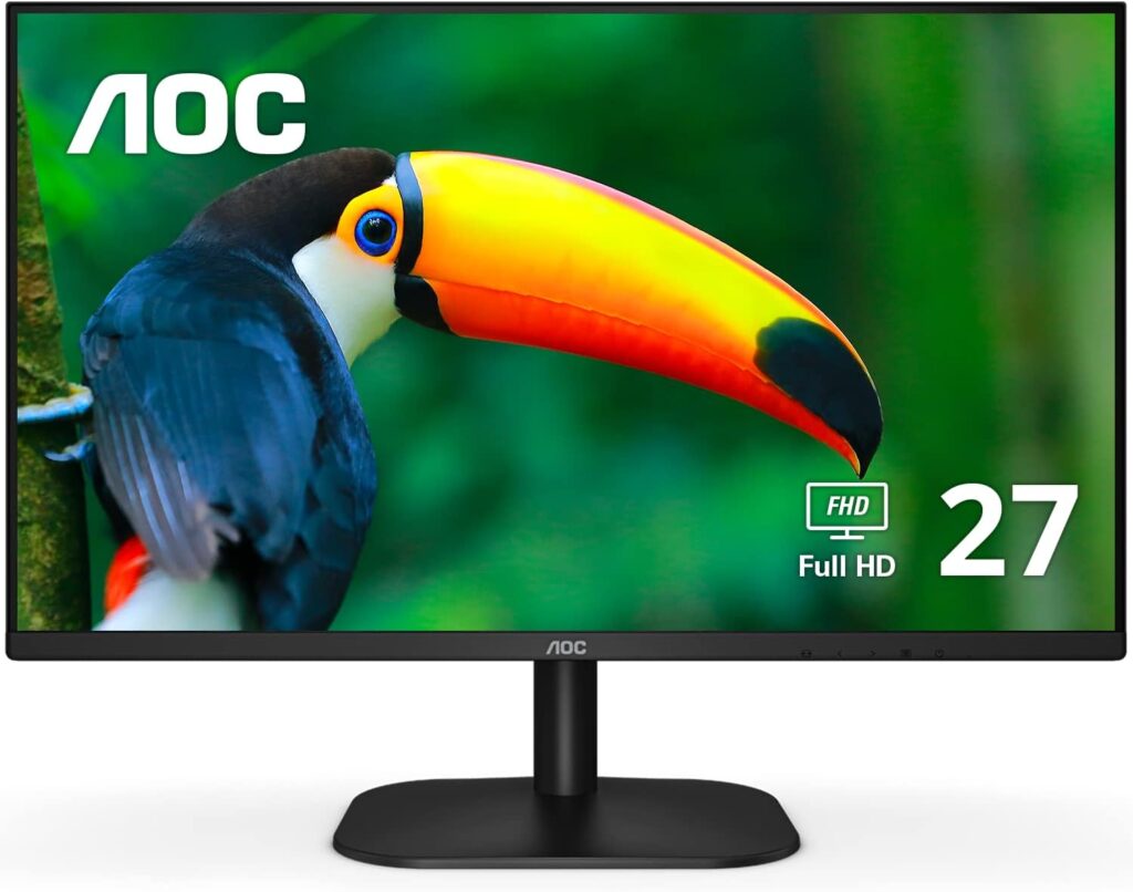 AOC 24B2XH 24 Full HD IPS Monitor, 3-Sided Frameless  Ultra Slim HDMI and VGA inputs, Lowblue Mode, VESA compatible,Black